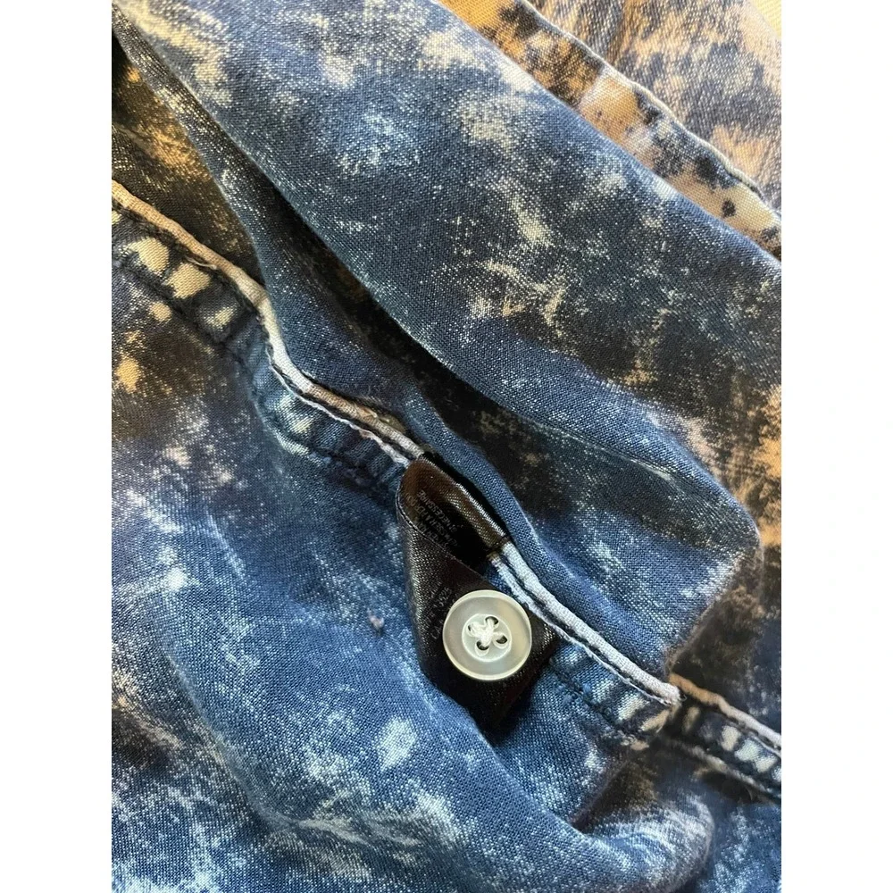 ByCorpus Womens Acid Wash Blue Denim Button Down Shirt Long Sleeve Small Western